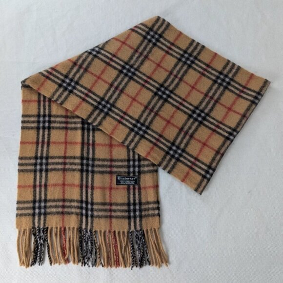 Burberry Designer Check Scarf Beige Lambswool – Unisex – Pre-Loved– Premium Wrap - Picture 1 of 7